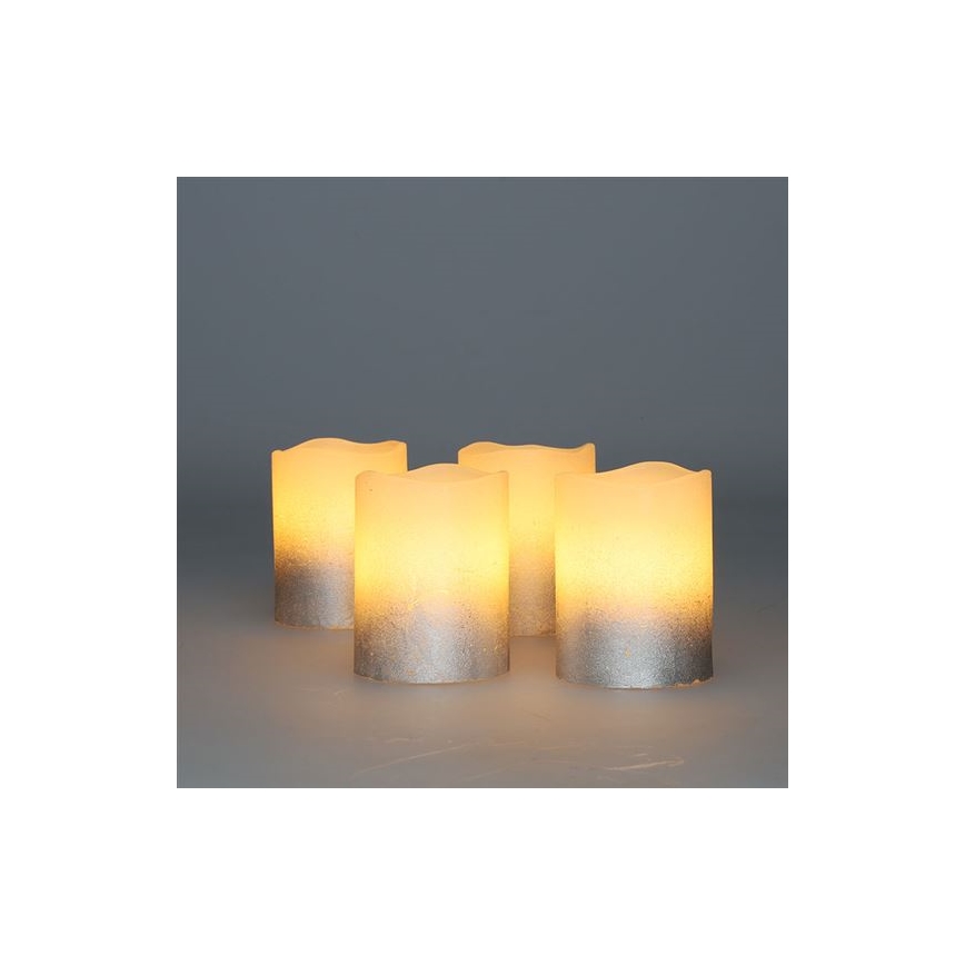Pack de 4 velas LED de cera natural, LED/1xCR2032, blanco cálido