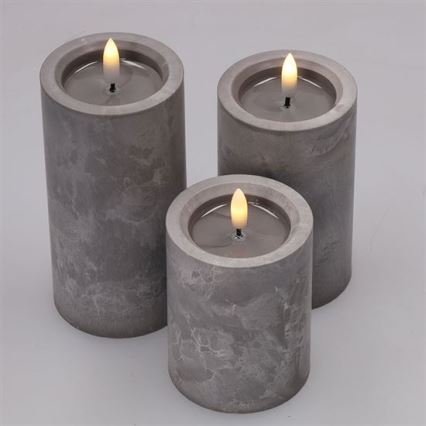 Set de 3 velas LED, alimentadas por 2 pilas AA, luz blanco cálido