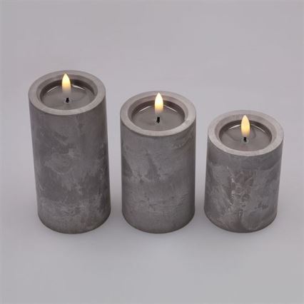Set de 3 velas LED, alimentadas por 2 pilas AA, luz blanco cálido