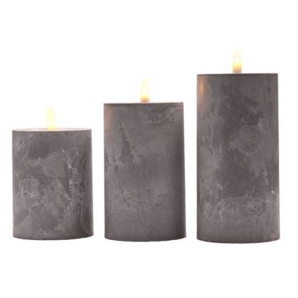 Set de 3 velas LED, alimentadas por 2 pilas AA, luz blanco cálido