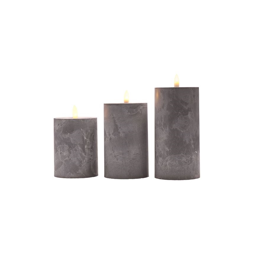 Set de 3 velas LED, alimentadas por 2 pilas AA, luz blanco cálido