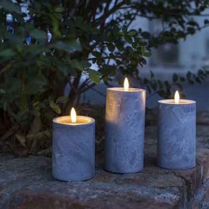 Set de 3 velas LED, alimentadas por 2 pilas AA, luz blanco cálido