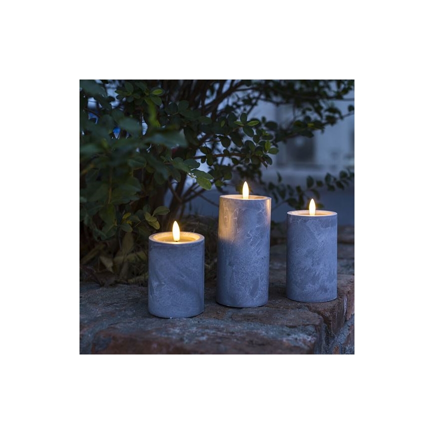 Set de 3 velas LED, alimentadas por 2 pilas AA, luz blanco cálido