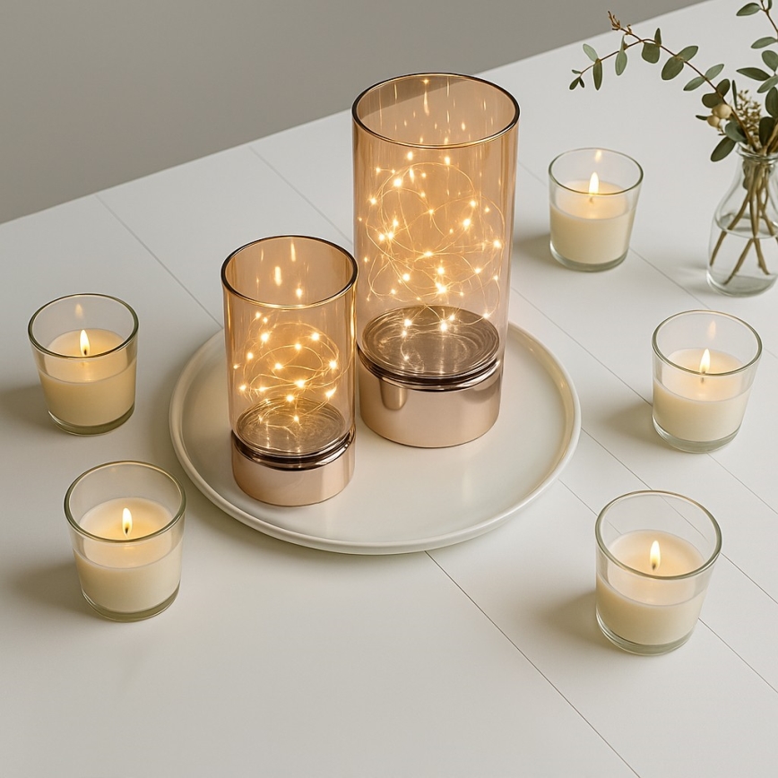 Pack de 2 luces LED navideñas 20xLED+10xLED/2xAA+3xAA blanco cálido