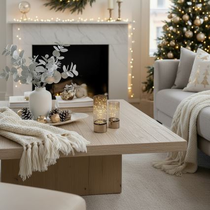 Pack de 2 luces LED navideñas 20xLED+10xLED/2xAA+3xAA blanco cálido