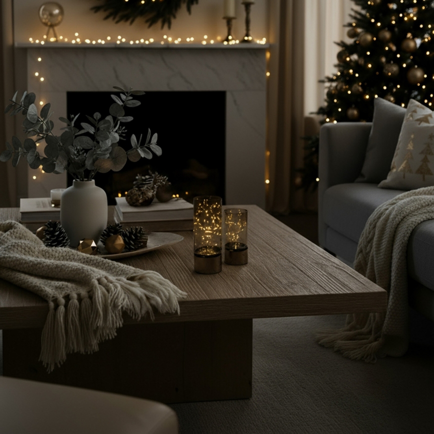 Pack de 2 luces LED navideñas 20xLED+10xLED/2xAA+3xAA blanco cálido