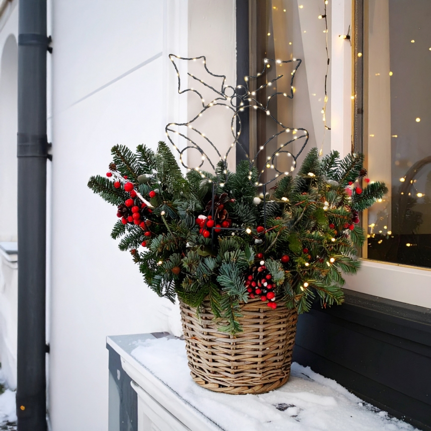 Adorno navideño LED para exterior 100xLED/3xAA IP44 — blanco cálido, campanas