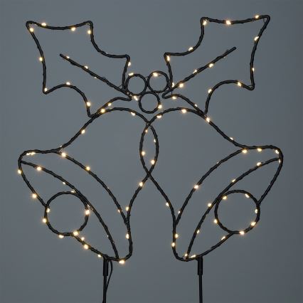 Adorno navideño LED para exterior 100xLED/3xAA IP44 — blanco cálido, campanas