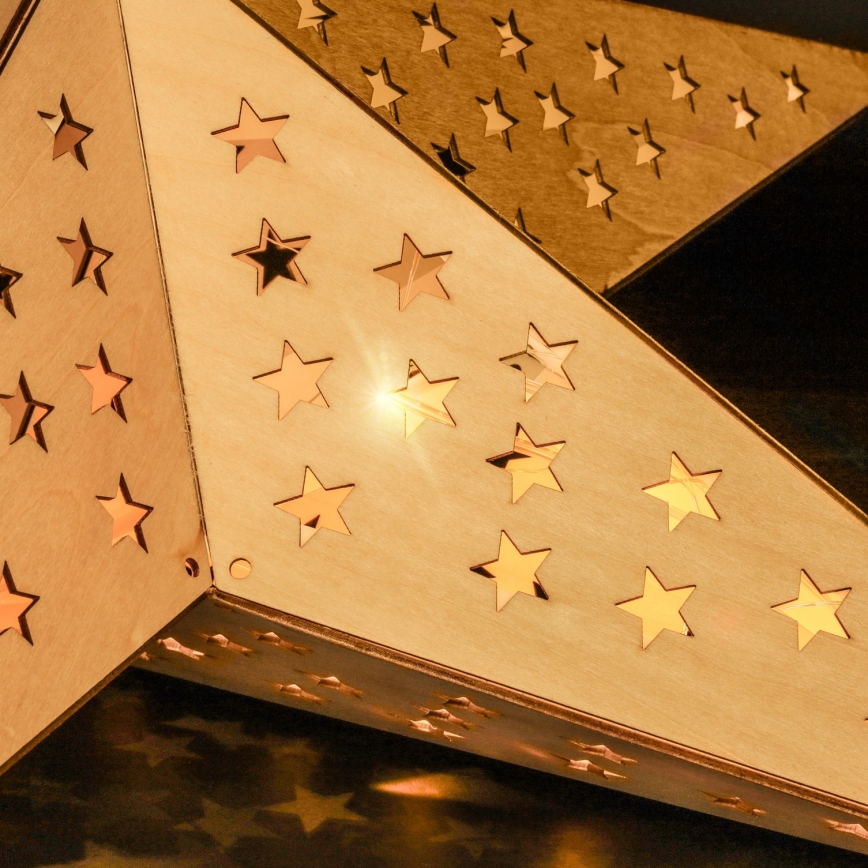 Estrella beige LED para decoración navideña — 20 LEDs, funcionamiento con 2 pilas AA, luz blanco cálido