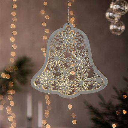 Decoración navideña LED 9xLED/2xAA, blanco cálido, campanilla