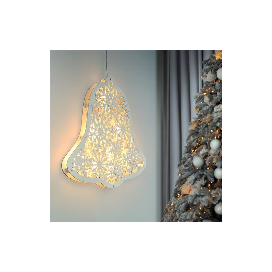 Decoración navideña LED 9xLED/2xAA, blanco cálido, campanilla
