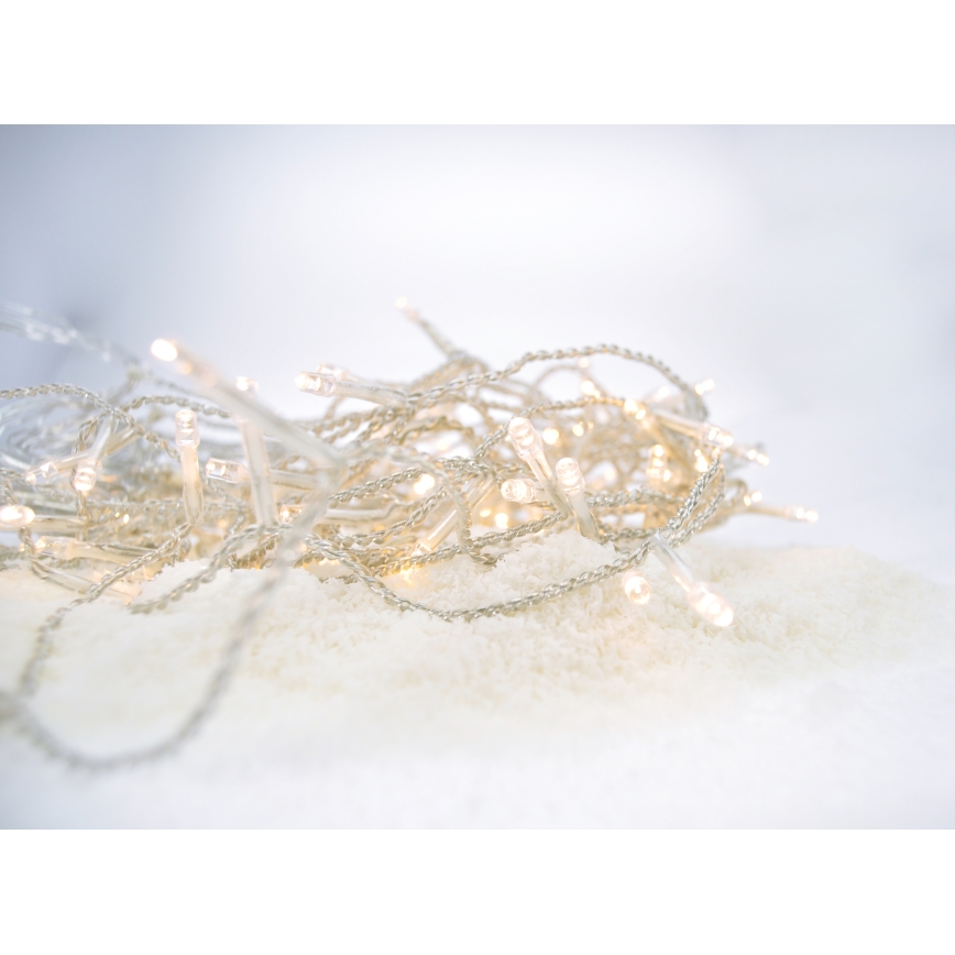 Cortina LED para exteriores, 360 LEDs, 8 funciones, 15 m, IP44, blanco cálido