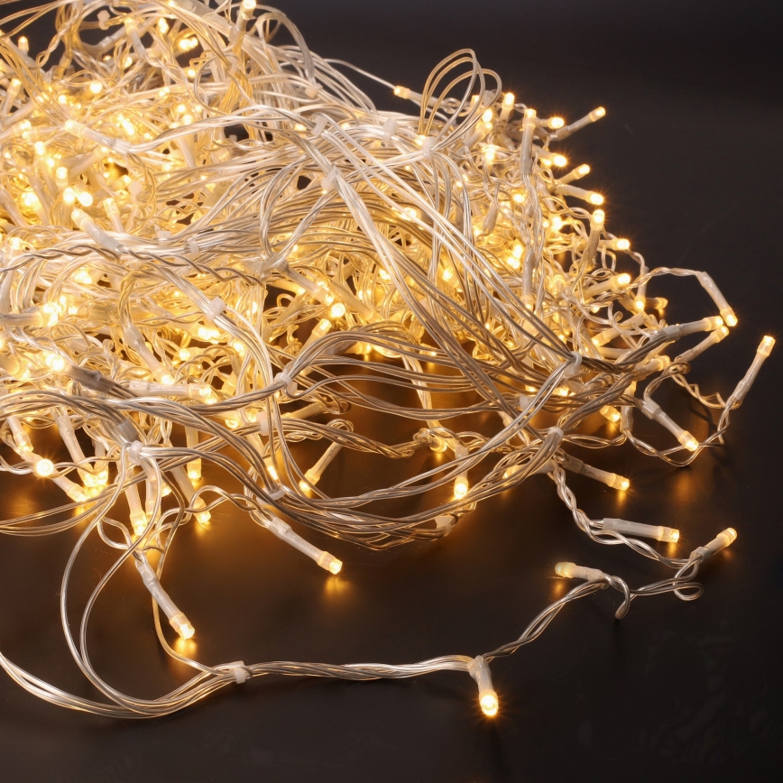 Cortina LED para exteriores, 360 LEDs, 8 funciones, 15 m, IP44, blanco cálido