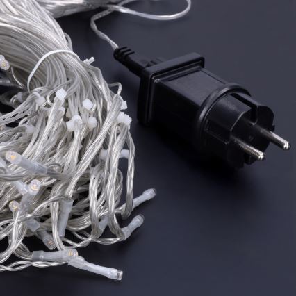 Cortina LED para exteriores, 360 LEDs, 8 funciones, 15 m, IP44, blanco cálido