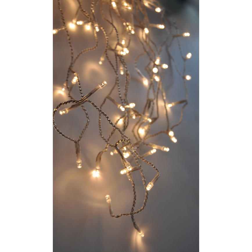 Cortina de luces LED navideñas para exterior 360xLED/8 funciones 15m IP44 blanco cálido
