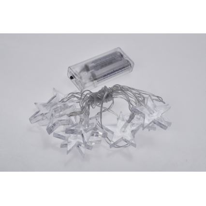 Luces de cadena LED navidad 2,5 m 10xLED/2xAA estrellas blancas