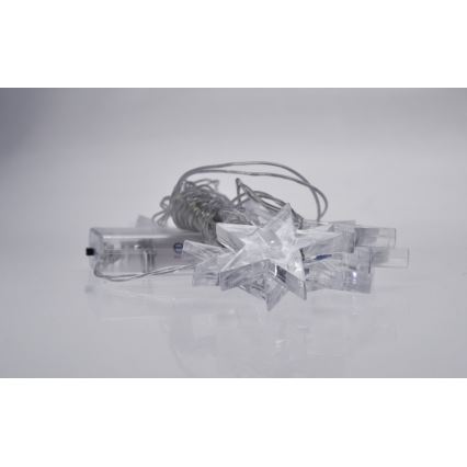 Luces de cadena LED navidad 2,5 m 10xLED/2xAA estrellas blancas