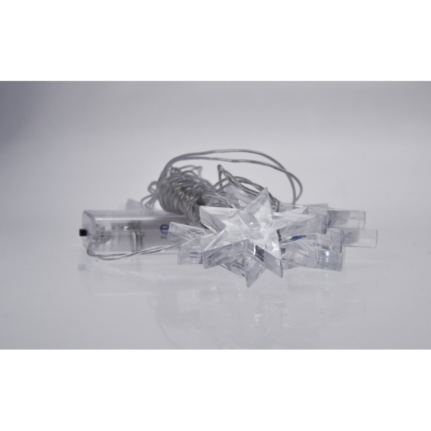Luces de cadena LED navidad 2,5 m 10xLED/2xAA estrellas blancas