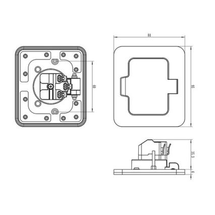 Enchufe de suelo empotrable de exterior IP55 rectangular negro