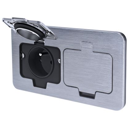 Enchufe doble de suelo empotrado para exterior IP55 angular