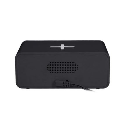 Reloj digital con cargador inalámbrico Qi 230 V / CR2032, negro