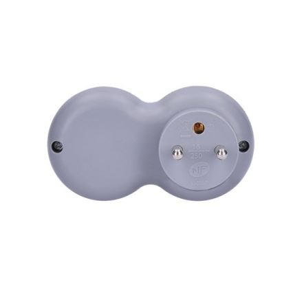Adaptador, 2x 10A, blanco-gris