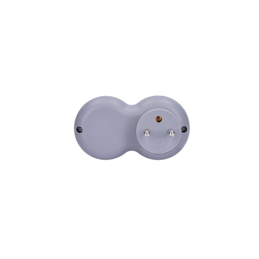 Adaptador, 2x 10A, blanco-gris