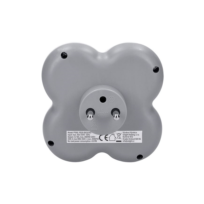 Regleta con 3 tomas de 16A y cargador rápido USB A+C 20W