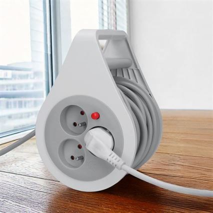 Enrollador de cable de extensión, 3 enchufes, 10 m