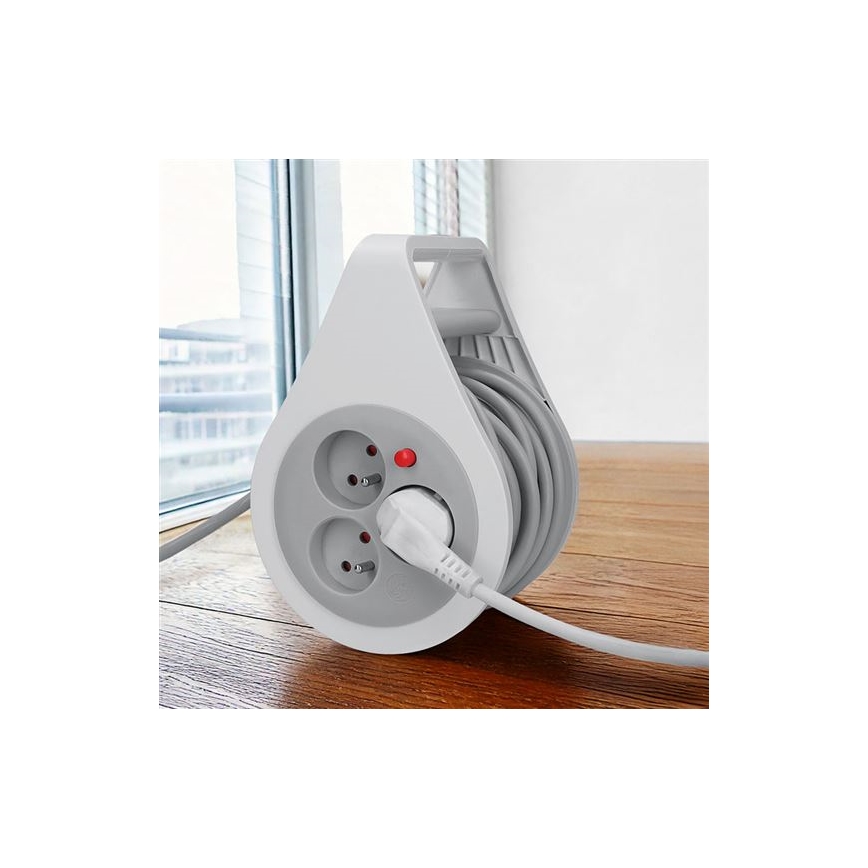 Enrollador de cable de extensión, 3 enchufes, 10 m