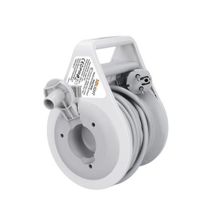 Enrollador con cable de extensión, 3 tomas, 10 m