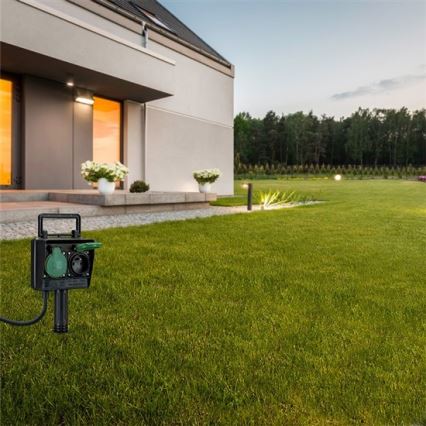 Multitoma de jardín para exterior IP44 + cable de goma 1,5 m