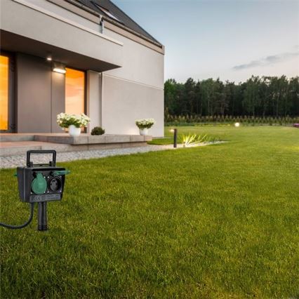 Multitoma de jardín para exterior IP44 + cable de goma 1,5 m