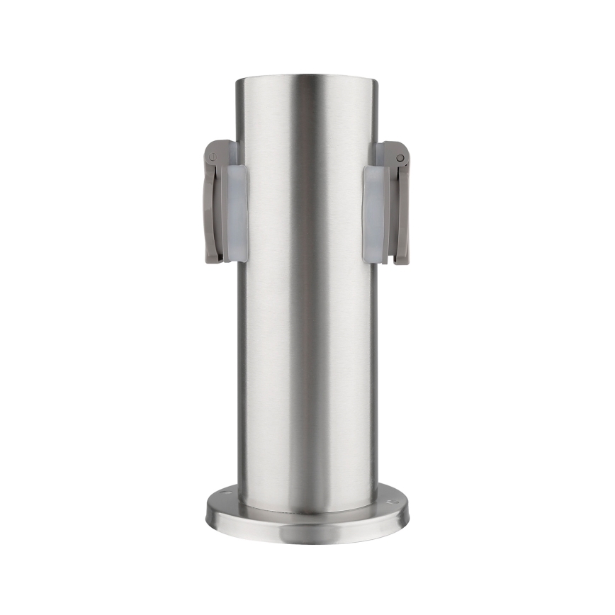Columna de enchufe de exterior 2Z 230V IP44 cromo mate redonda