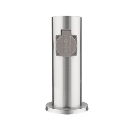 Columna de enchufe de exterior 2Z 230V IP44 cromo mate redonda