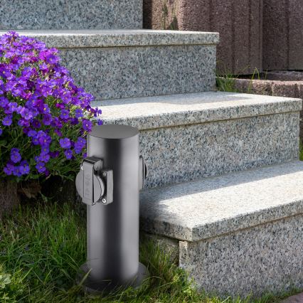 Columna de enchufe de exterior 2Z 230V IP44 negro angular