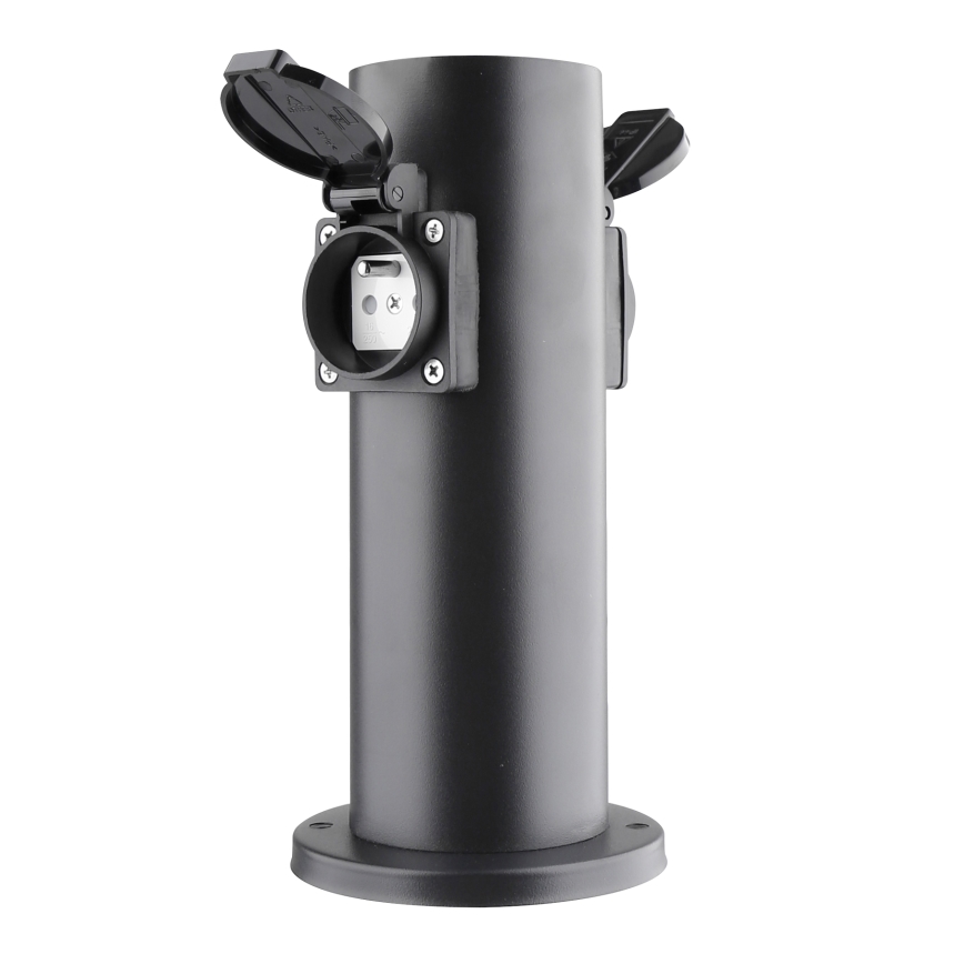 Columna de enchufe de exterior 2Z 230V IP44 negro angular