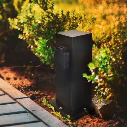 Columna de enchufe de exterior 2Z 230V IP44 negro angular