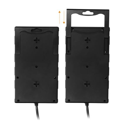 Regleta de 8 tomas Tipo E con interruptor y protección contra sobretensiones + 1x USB-A + 1x USB-C, 2 m, negra