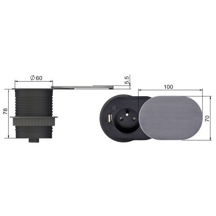 Enchufe empotrado 1Z + USB A+C