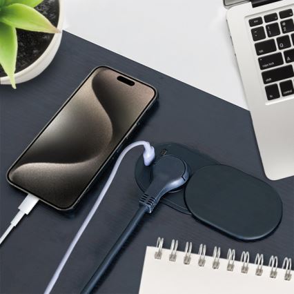 Enchufe empotrable con tapa deslizante 20 W, 1 toma de corriente + USB A+C, negro