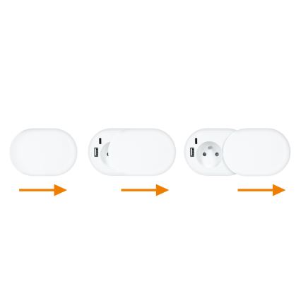 Enchufe empotrado con carga inalámbrica 20W, 1 toma + USB A+C, blanco