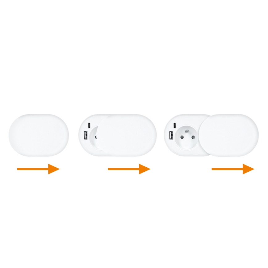 Enchufe empotrado con carga inalámbrica 20W, 1 toma + USB A+C, blanco