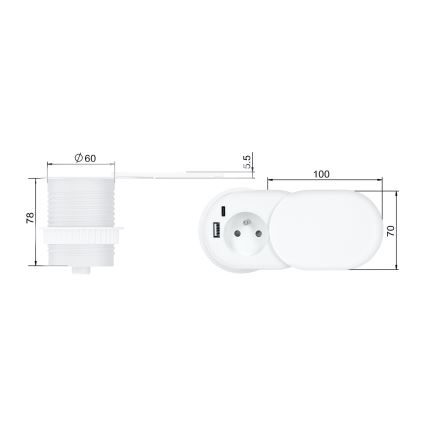Enchufe empotrado con carga inalámbrica 20W, 1 toma + USB A+C, blanco
