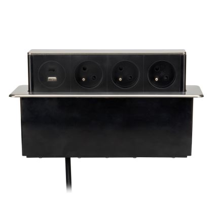Columna de enchufes para mesa 3x230 V + USB-A + USB-C