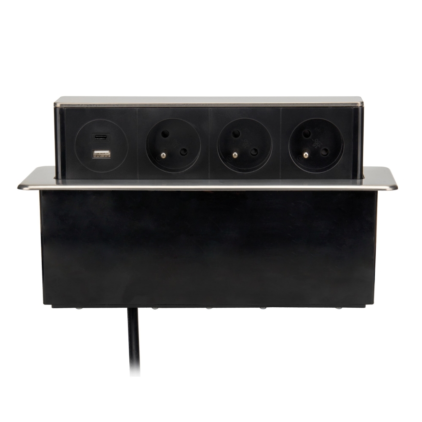 Columna de enchufes para mesa 3x230 V + USB-A + USB-C