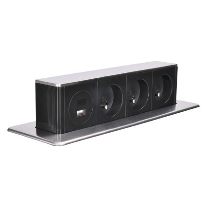 Columna de enchufes para mesa 3x230 V + USB-A + USB-C