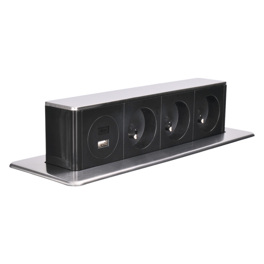 Columna de enchufes para mesa 3x230 V + USB-A + USB-C