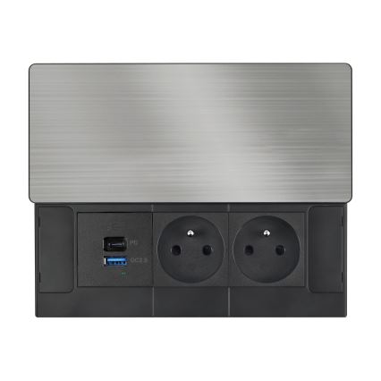 Enchufe empotrado con carga inalámbrica de 65W, 2 tomas + USB-A + USB-C