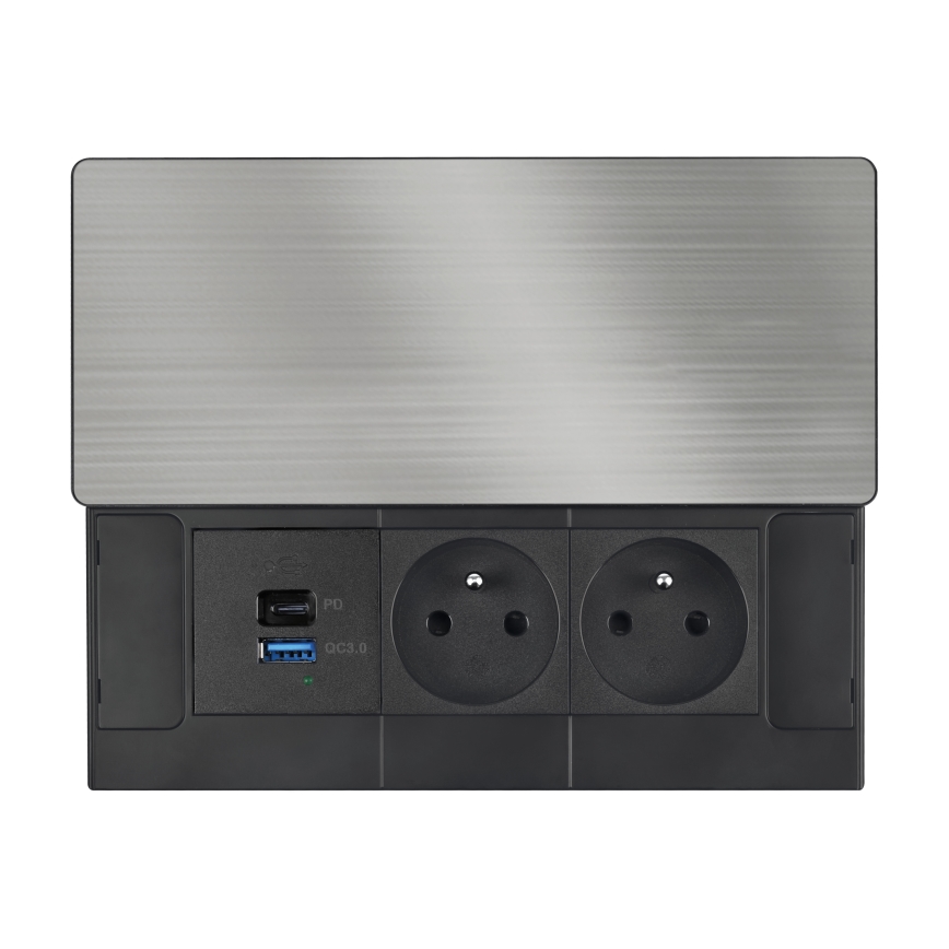 Enchufe empotrado con carga inalámbrica de 65W, 2 tomas + USB-A + USB-C